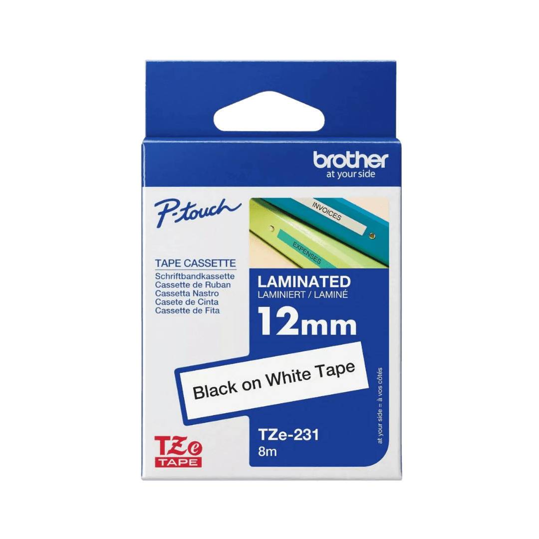 Brother TZe-231 Black on White Tape - Main View
