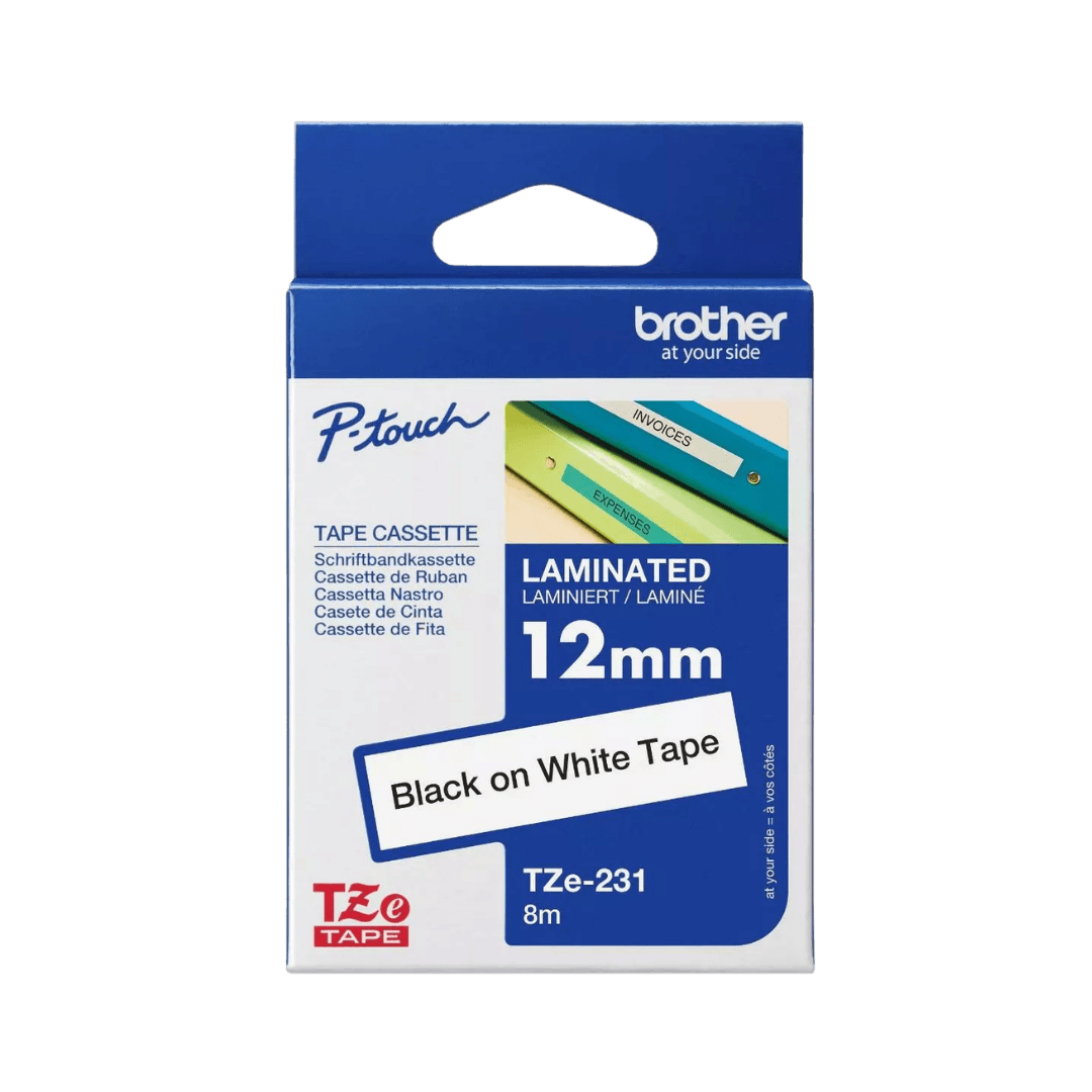 Brother TZe-231 Black on White Tape - Main View